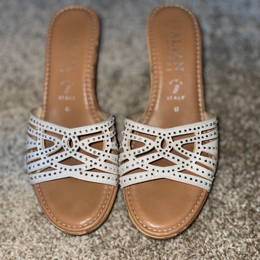 White Rhinestone Wedges